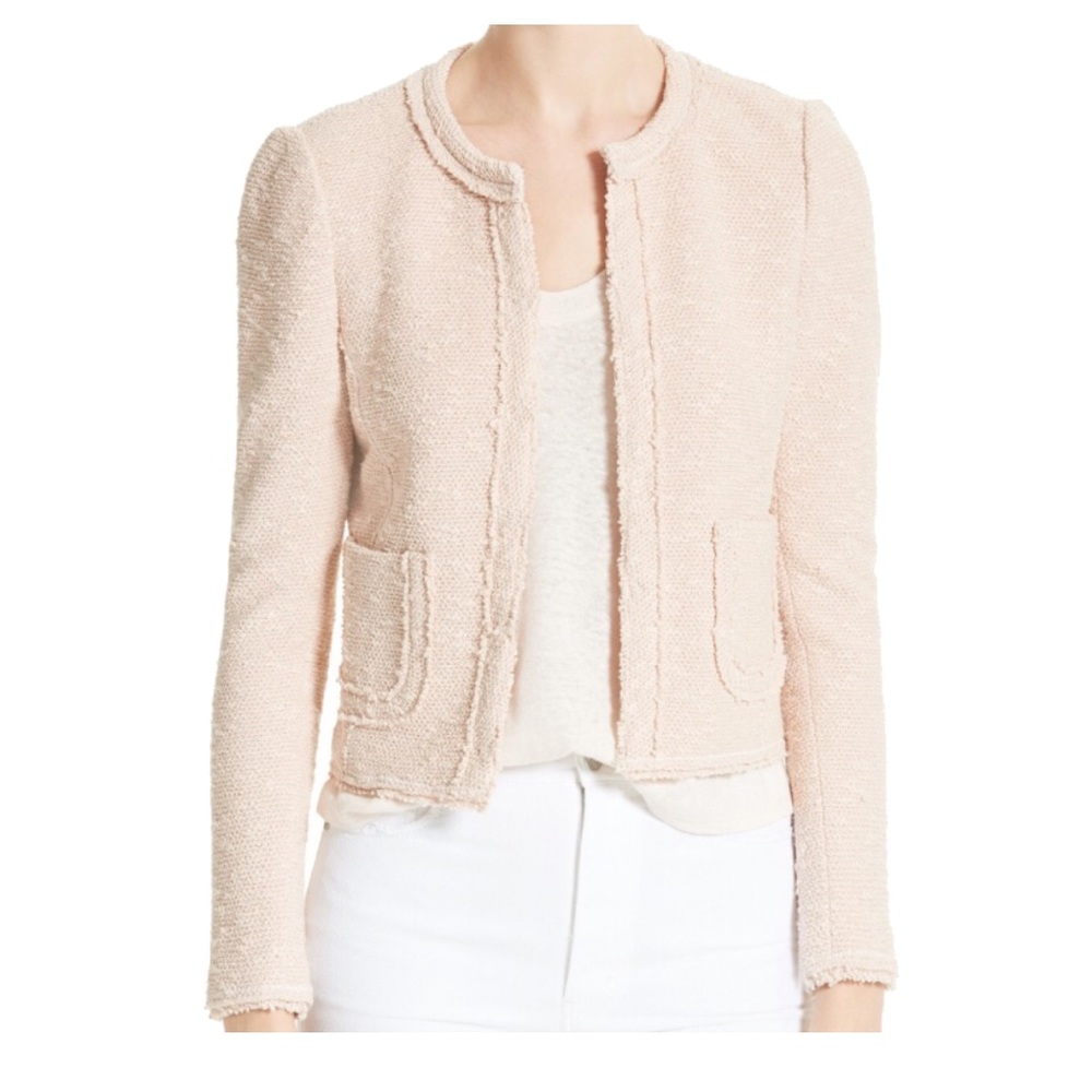 Rebecca Taylor pink Tweed Boucle cropped jacket size 2